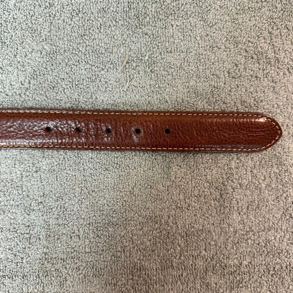 J. Hilburn Mens Brown Italian Calfskin Leather Belt Size 33 Handcrafted USA